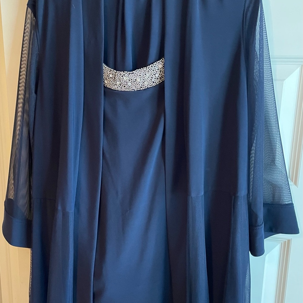 R&M Richards Elegant Navy Women's top & pants Set